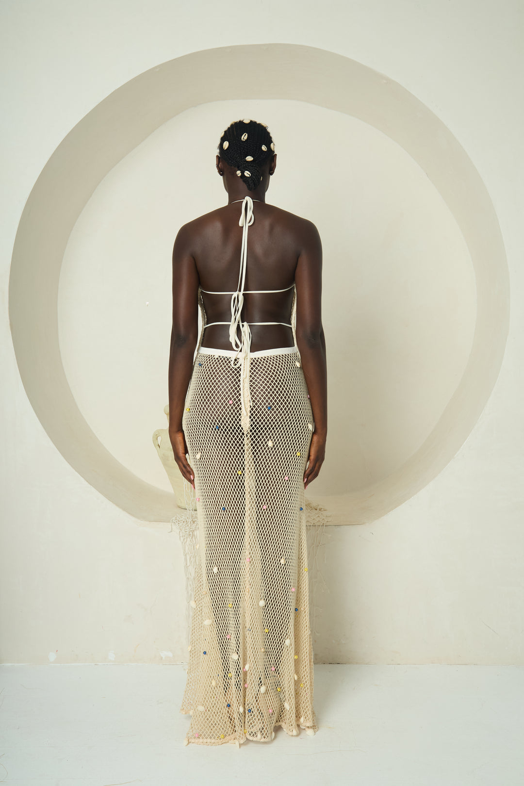 Netkeeper Gown - Crochet Fish-Net Dress with Recycled Beads & Shells